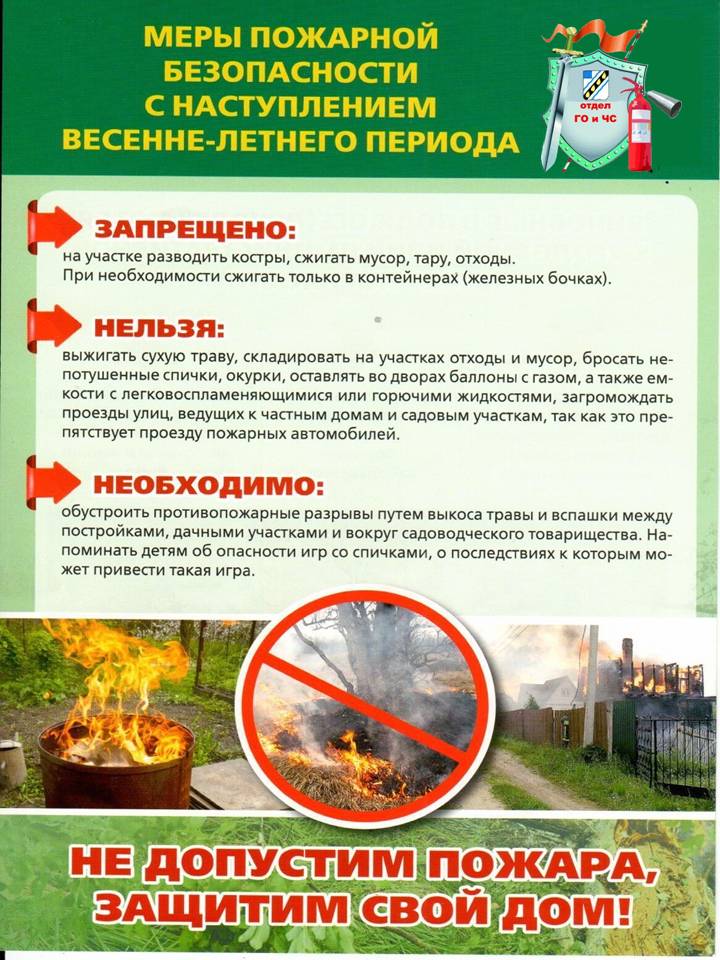 Меры пожарной безопасности весенне - летнего периода.